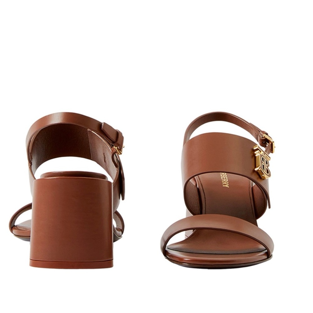 BURBERRY monogram-motif leather sandals.Size 39